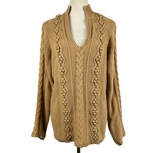 WinterSilks Cable Knit Sweater Women's Size Large Silk Cotton Long Sleeve